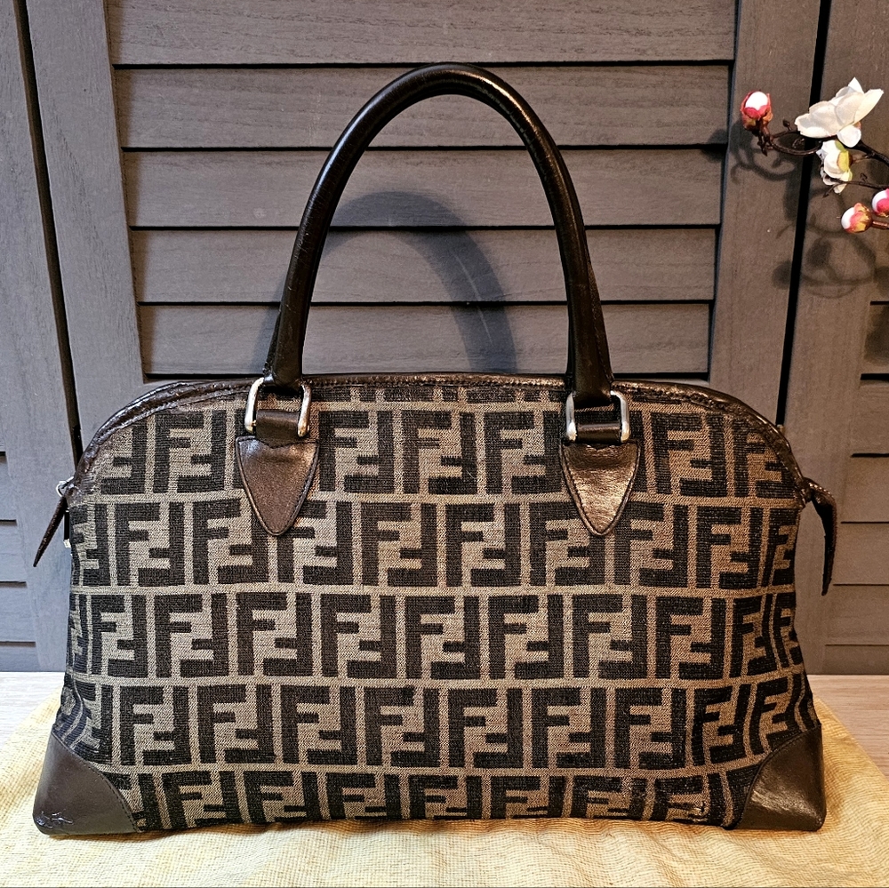 Authentic Vintage FENDI Zucca Canvas Boston Doctor Bag